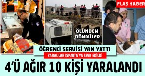 OKUL SERVİSİ YAN YATTI: 10  YARALI