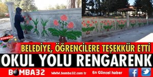 OKUL YOLU DUVARLARI BOYANDI