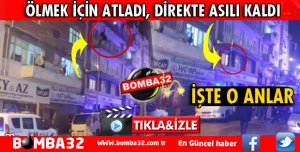 ÖLMEK İÇİN ATLADI, DİREKTE ASILI KALDI
