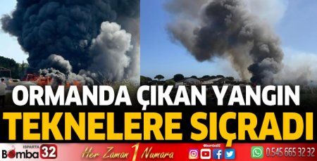 Ormanda çıkan yangın, teknelere sıçradı