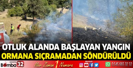 Otluk alanda başlayan yangın ormana sıçramadan söndürüldü 