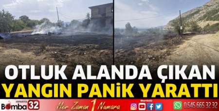 Otluk alanda çıkan yangın panik yarattı 