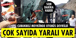 OTOBÜS DEVRİLDİ 10 YARALI