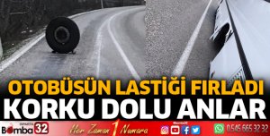 OTOBÜSÜN LASTİĞİ YERİNDEN FIRLADI
