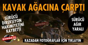 OTOMOBİL AĞACA ÇARPARAK DURABİLDİ