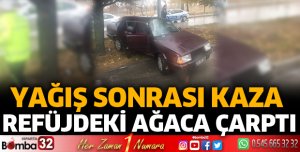 Otomobil ağaca çarptı