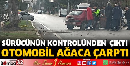 Otomobil ağaca çarptı