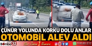 Otomobil alev aldı