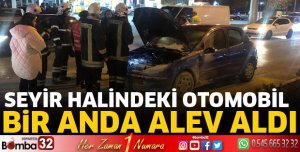 Otomobil alev aldı