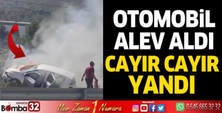 Otomobil alev aldı
