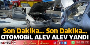Otomobil alev alev yandı