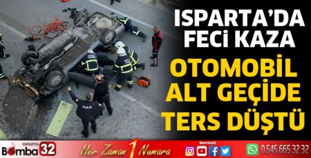Otomobil alt geçide uçtu 1’i ağır 2 yaralı