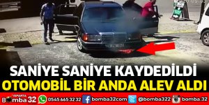 OTOMOBİL ANİDEN ALEV ALDI