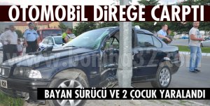 OTOMOBİL AYDINLATMA DİREĞİNE ÇARPTI