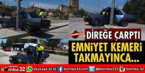 OTOMOBİL AYDINLATMA DİREĞİNE ÇARPTI