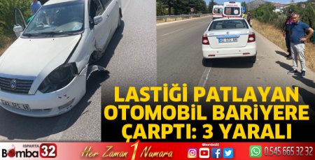 Otomobil bariyere çarptı 3 yaralı