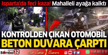 Otomobil beton duvara çarptı