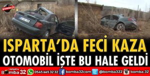 OTOMOBİL BETON KULÜBEYE ÇARPTI 
