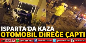 OTOMOBİL DİREĞE ÇARPTI