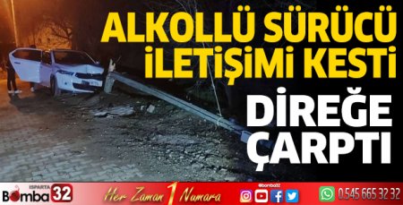 Otomobil direğe çarptı