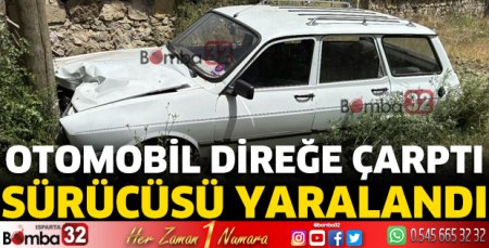 Otomobil direğe çarptı