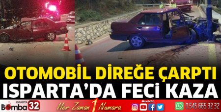 Otomobil direğe çarptı