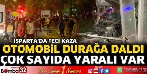 Otomobil durağa daldı