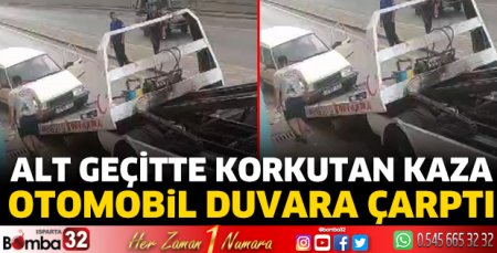 Otomobil duvara çarptı 