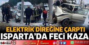 Otomobil elektrik direğine çarptı