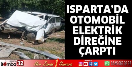 Otomobil elektrik direğine çarptı