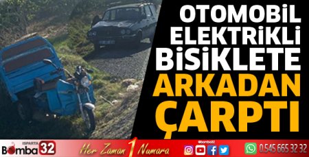 Otomobil, elektrikli bisiklete arkadan çarptı
