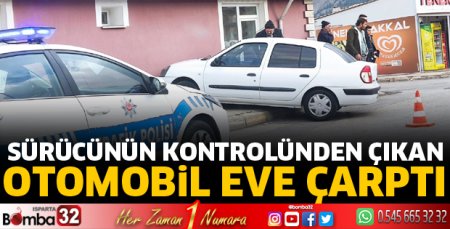 Otomobil eve çarptı