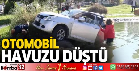 Otomobil havuza düştü