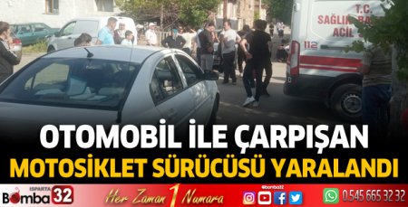 Otomobil ile çarpışan motosiklet sürücüsü yaralandı