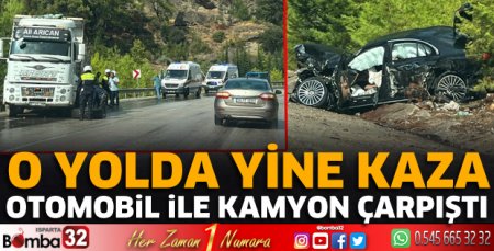 Otomobil ile kamyon çarpıştı