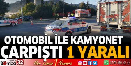 Otomobil ile kamyonet çarpıştı 