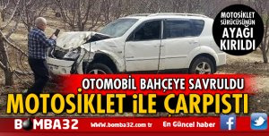 OTOMOBİL İLE MOTOSİKLET ÇARPIŞTI