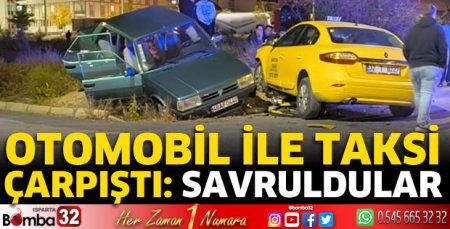 Otomobil ile taksi çarpıştı 