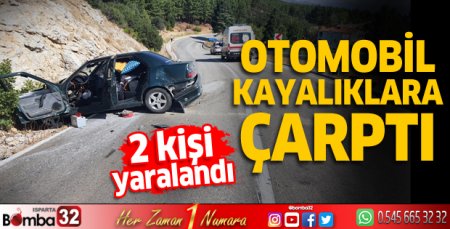 Otomobil kayalıklara çarptı: 2 yaralı