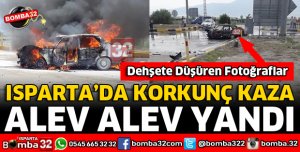 OTOMOBİL KAZA SONRASI ALEV TOPUNA DÖNDÜ