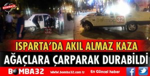 OTOMOBİL KONTROLDEN ÇIKARAK AĞAÇLARA ÇARPTI