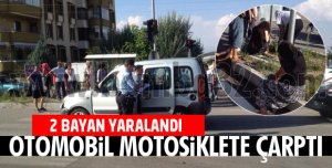 OTOMOBİL MOTOSİKLETE ÇARPTI
