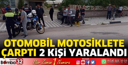 Otomobil motosiklete çarptı 2 kişi yaralandı