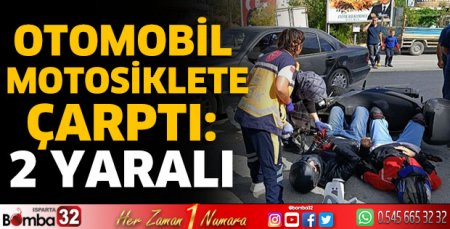 Otomobil motosiklete çarptı