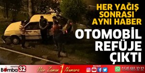 Otomobil refüje çıktı