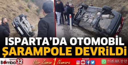 Otomobil şarampole devrildi