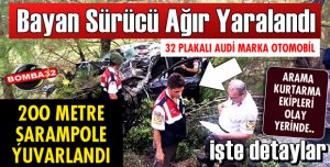 OTOMOBİL ŞARAMPOLE UÇTU