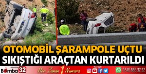 Otomobil şarampole uçtu