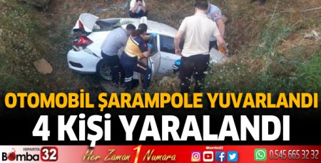 Otomobil şarampole yuvarlandı 4 kişi yaralandı