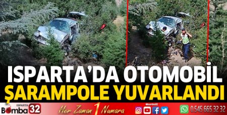 Otomobil şarampole yuvarlandı